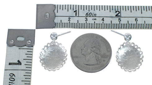 Sterling Silver Concho Post Dangle Earrings JX129638
